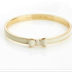 White bow bangle bracelet